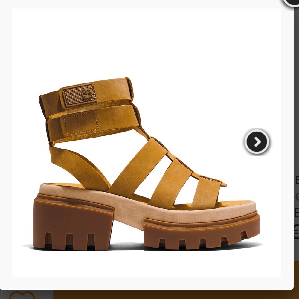Timberland Everleigh Tan Platform Sandals with Strappy Design sz 6.5 NWOT